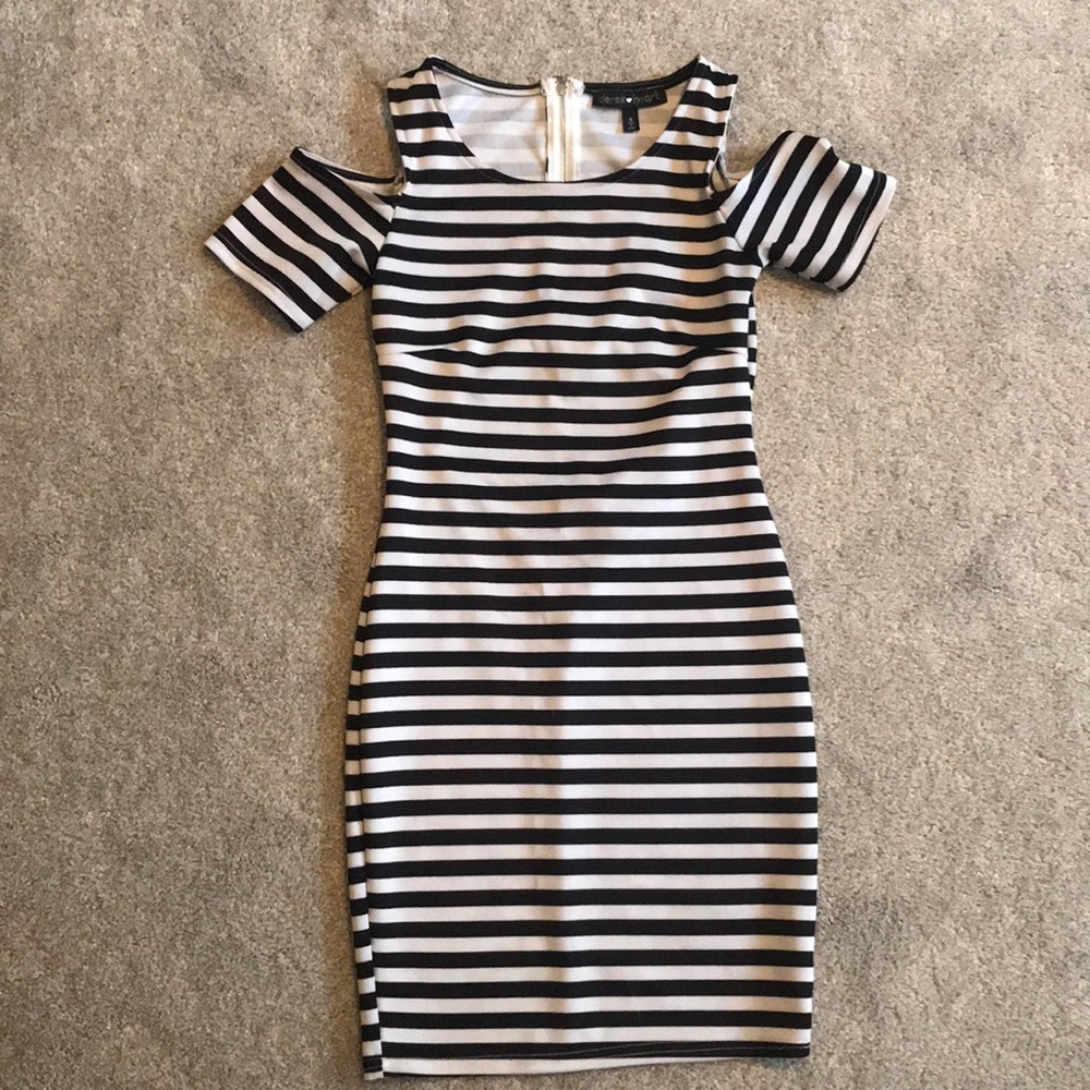 Black and white striped dress